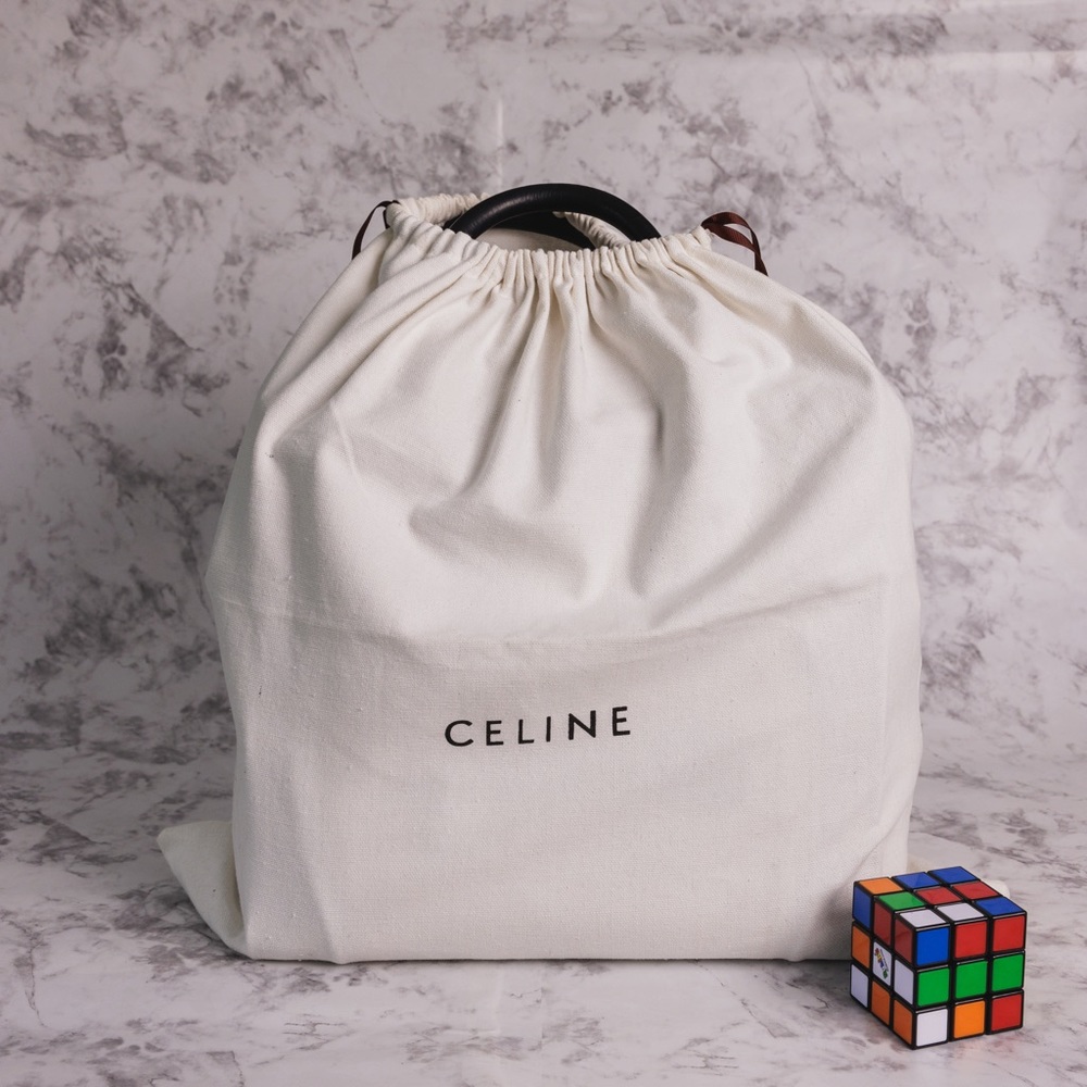 Celine Luggage Bicolor in Black Leather and Cream Canvas Medium - Picture 7 of 7